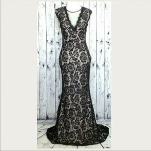 Black and Nude Long Formal Gown